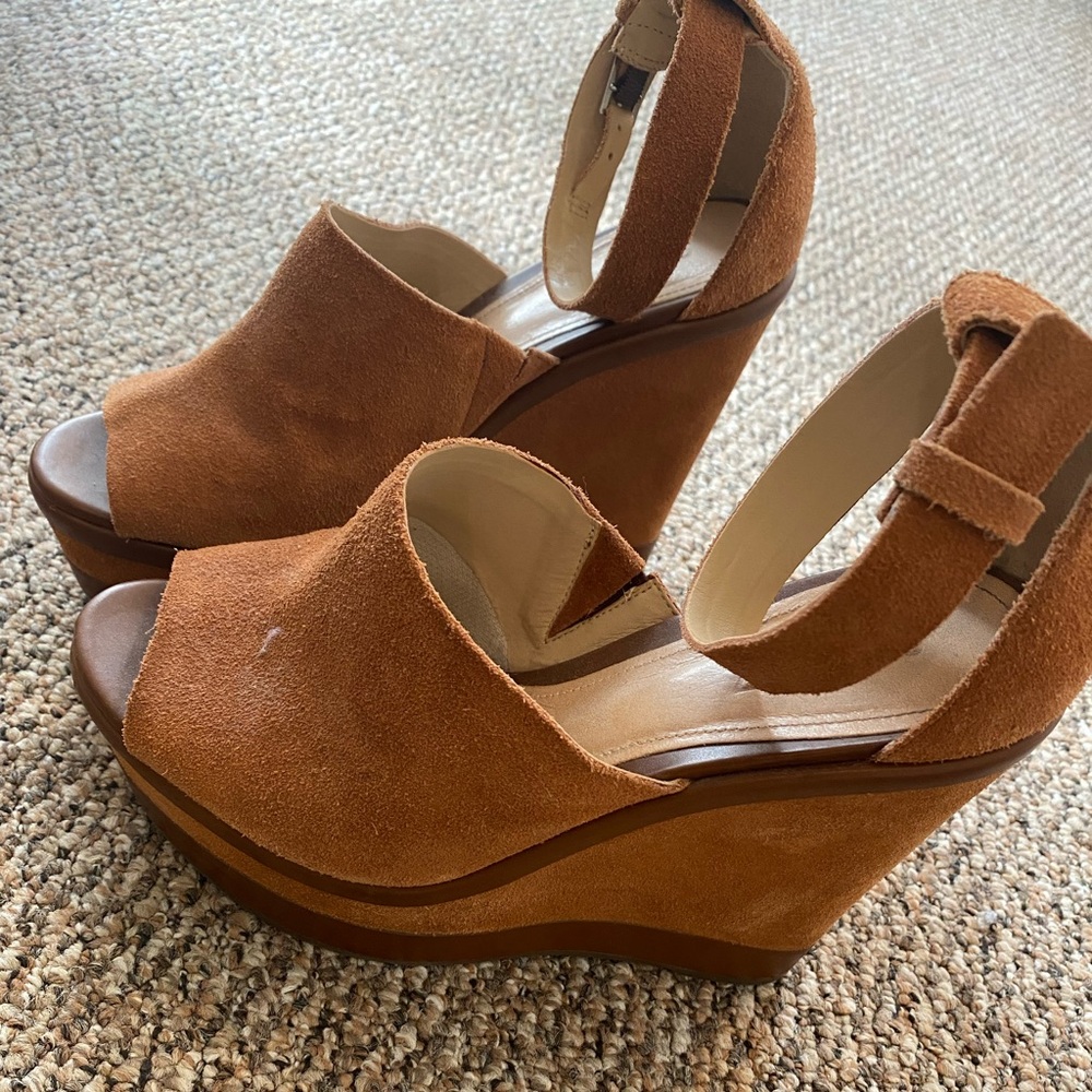 Schutz brown suede wedges